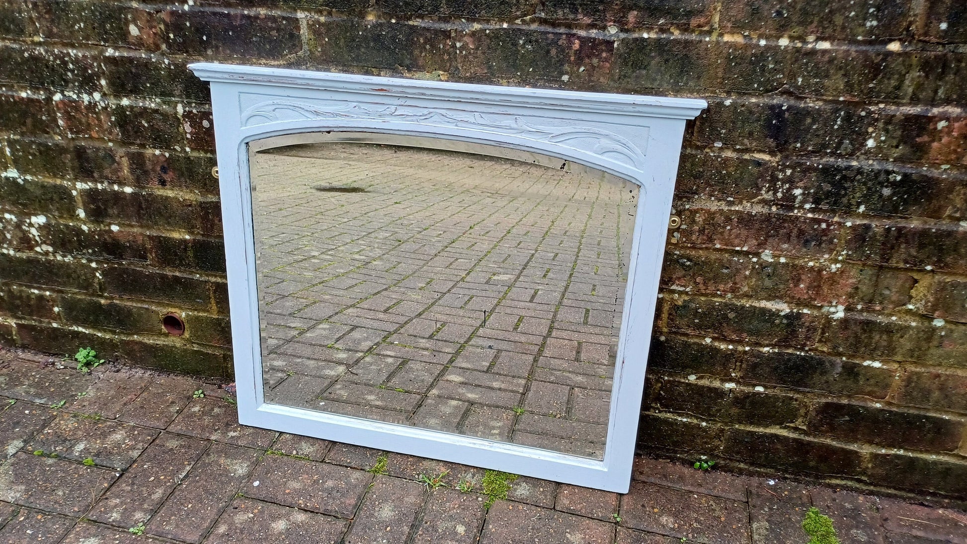Vintage Painted Art Nouveau Wall Mirror in Farrow and Ball.