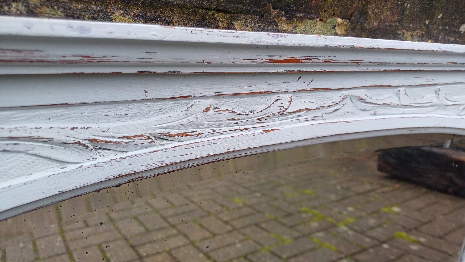 Vintage Painted Art Nouveau Wall Mirror in Farrow and Ball.
