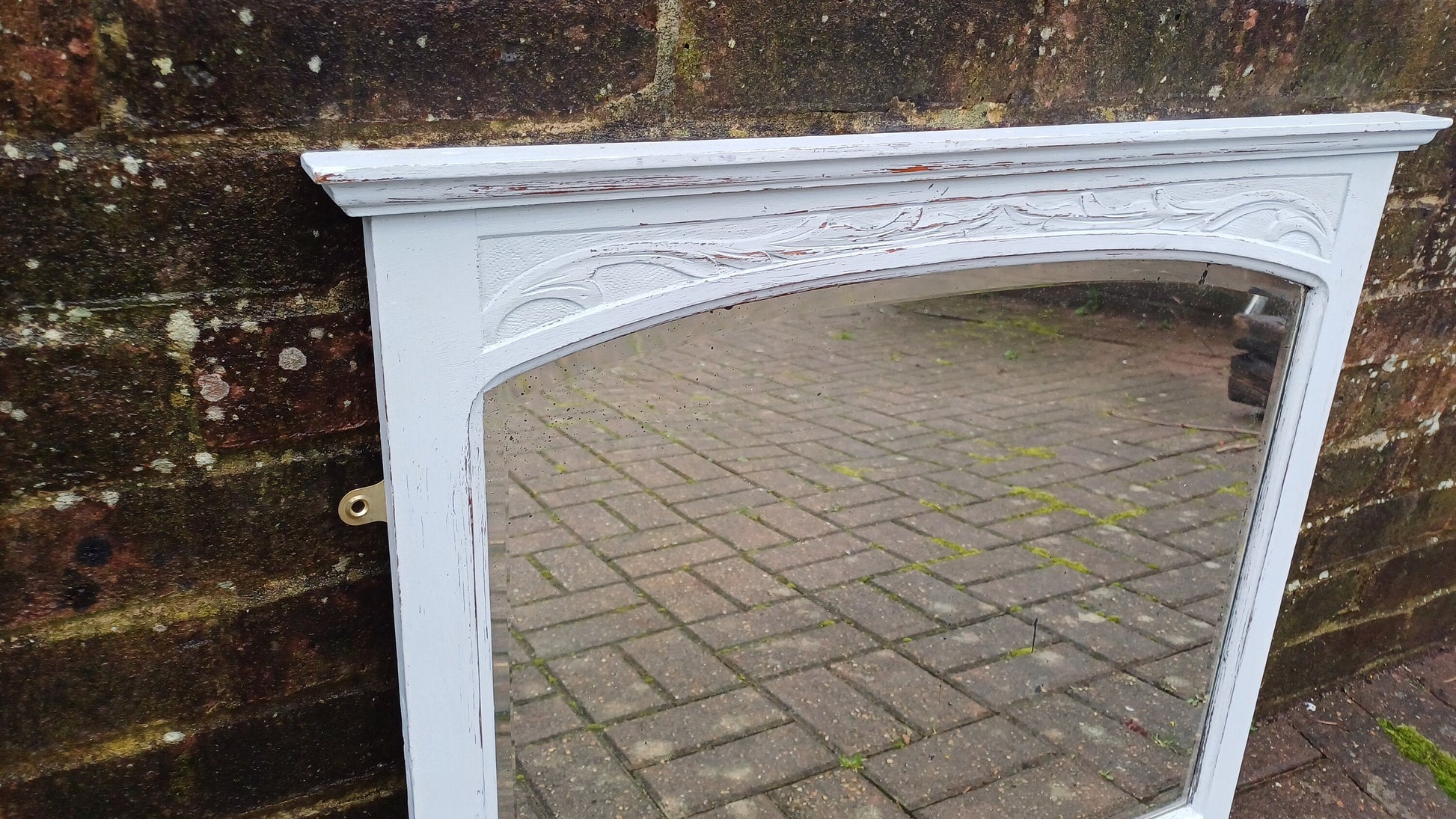 Vintage Painted Art Nouveau Wall Mirror in Farrow and Ball.
