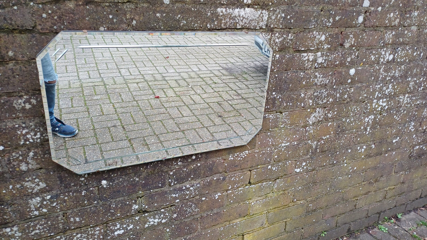 Vintage Retro Frameless Art Deco Wall Mirror Inner Bevelled Decoration