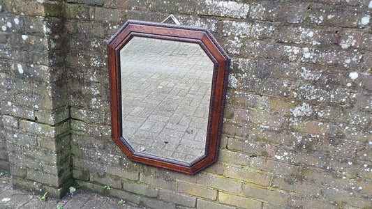 Superb and Large Vintage 1920’s Oak Mirror with Bevelled Glass