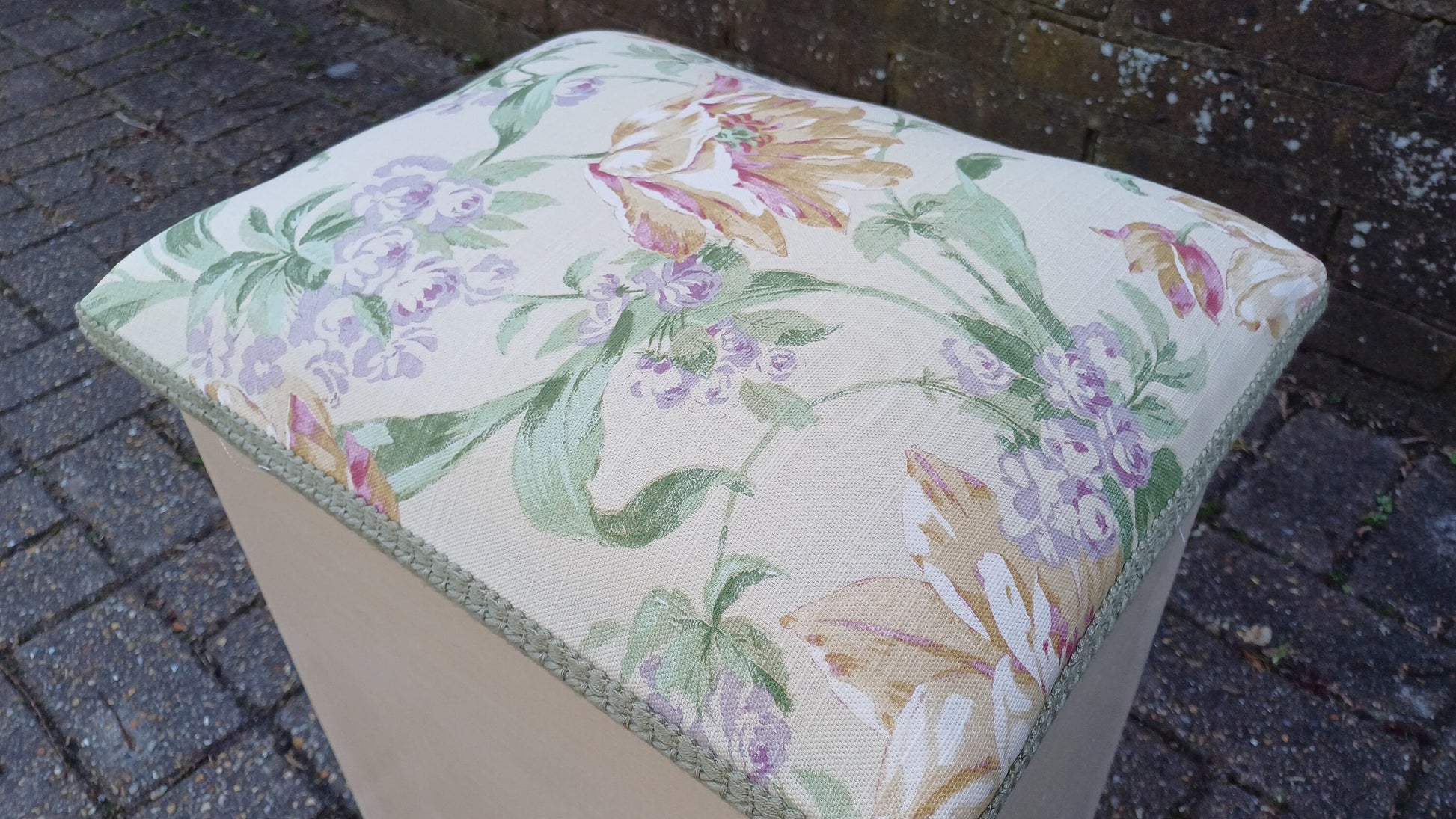 Beautifully Upcycled Restored Vintage Retro Wooden Linen Basket Cushioned Stool.