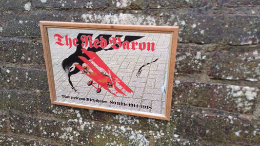 red baron, mirror with graphic on it,richthofen