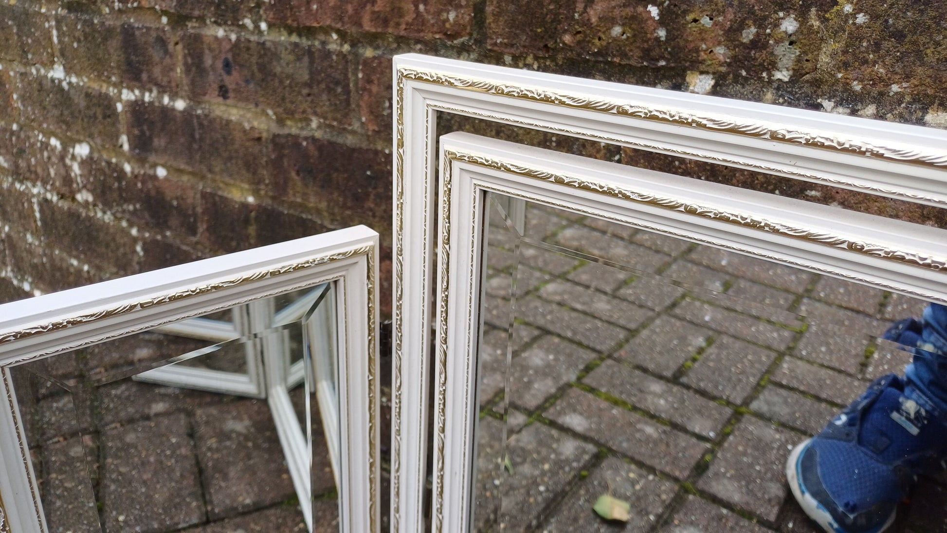 Vintage 70s Painted White Triple Dressing Table Mirror Adjustable Swing