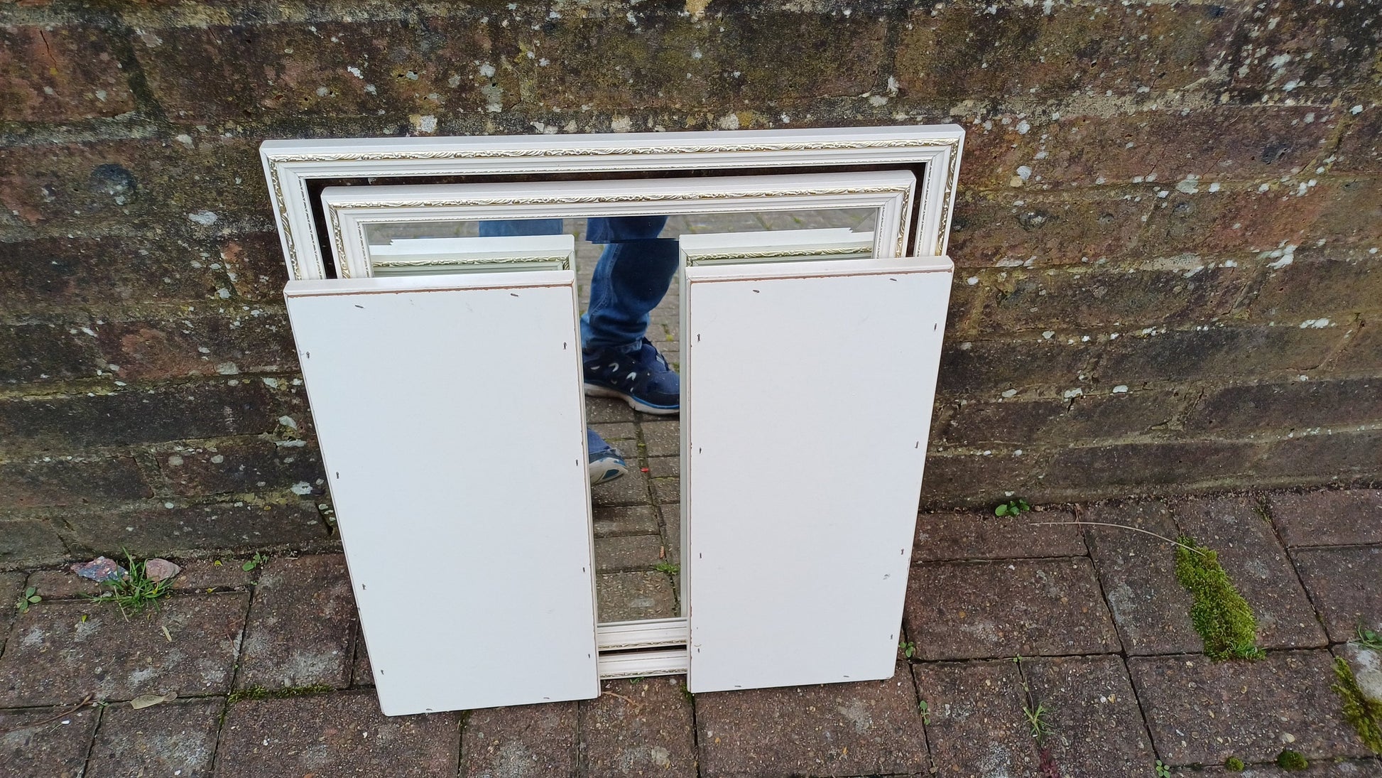 Vintage 70s Painted White Triple Dressing Table Mirror Adjustable Swing