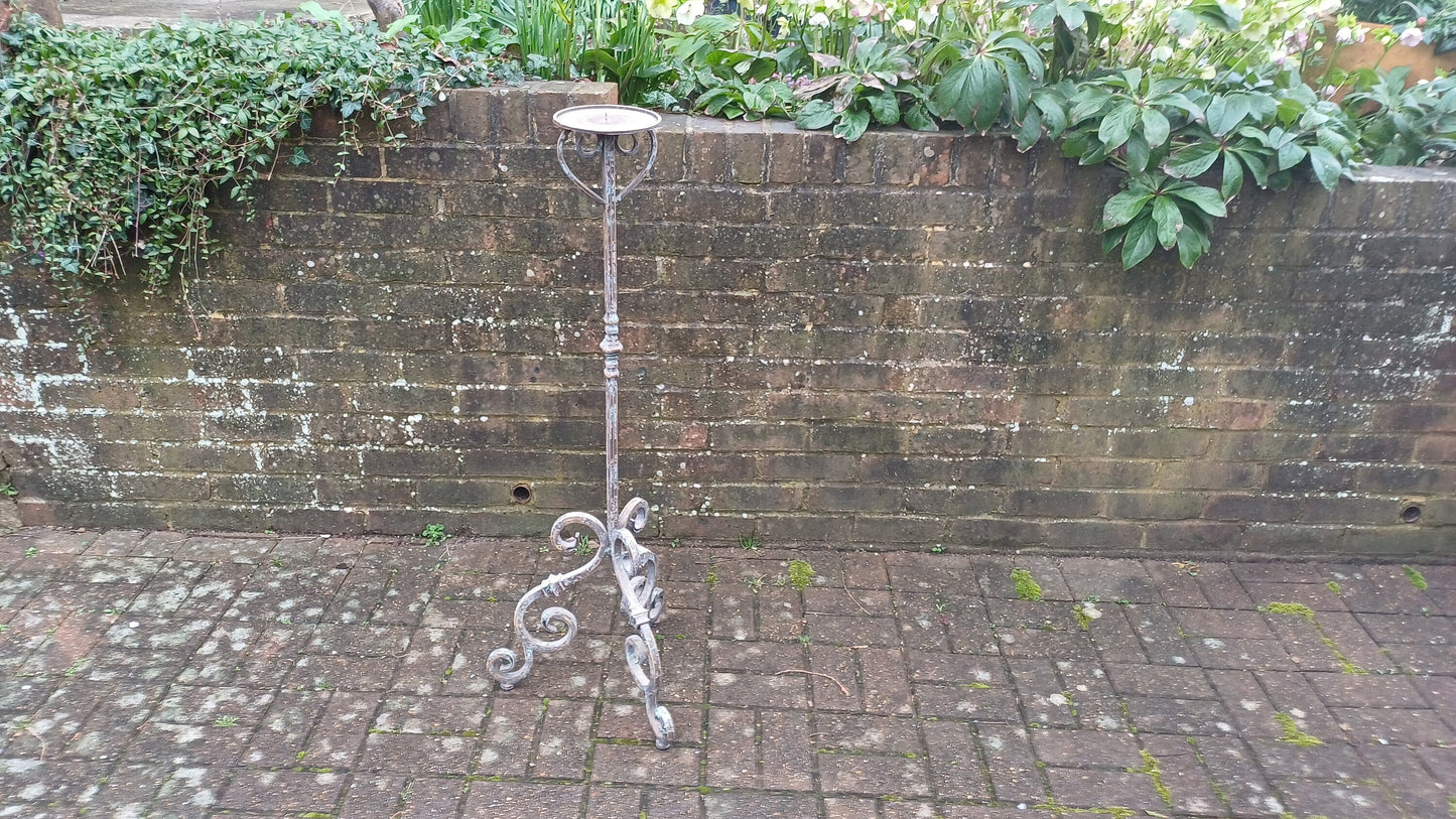 Huge Vintage Painted Iron Torchere Candlestick Tall Stand Bespoke Painted.