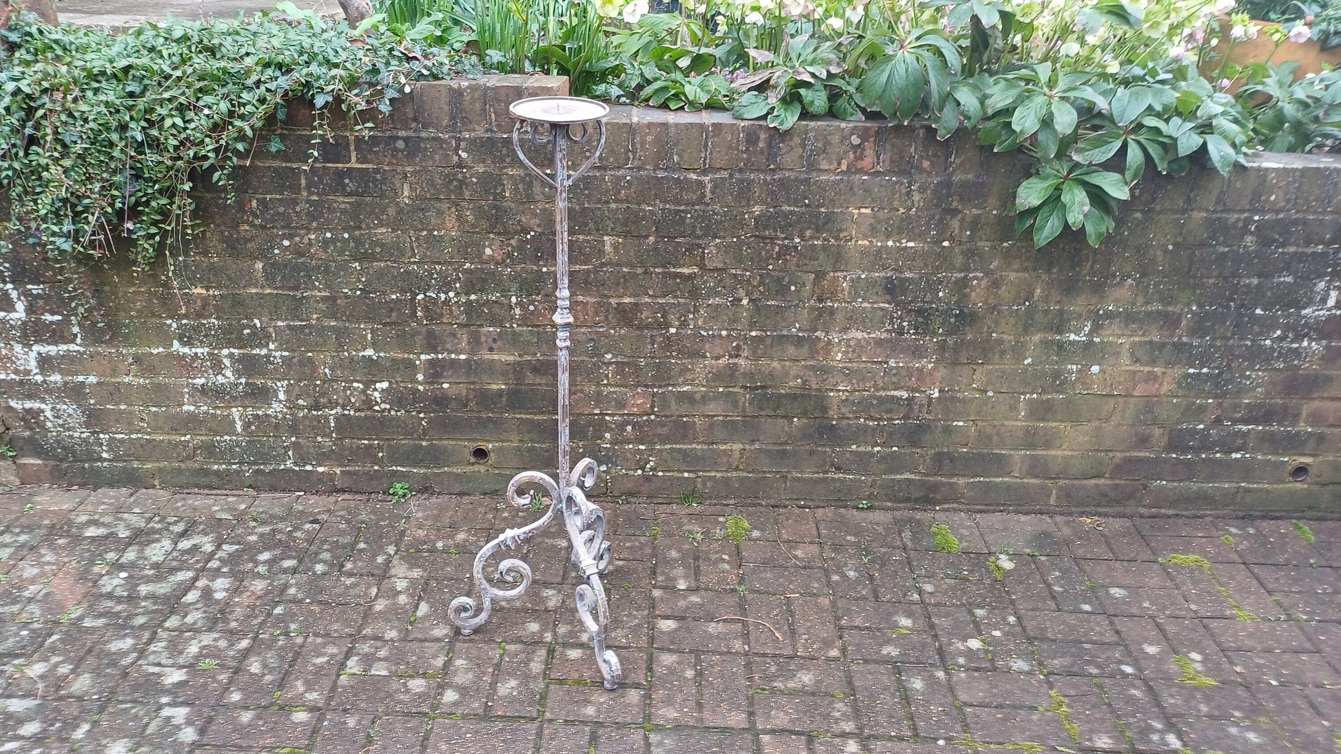 Huge Vintage Painted Iron Torchere Candlestick Tall Stand Bespoke Painted.