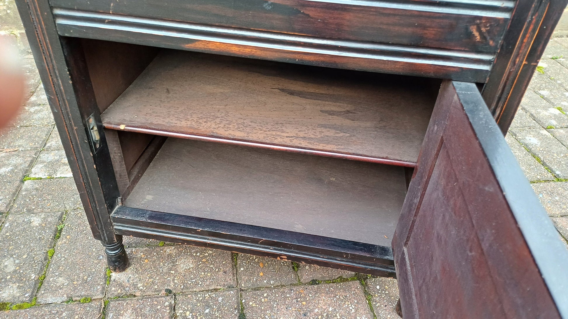 Superb Quality Mahogany Vintage Edwardian Piano Stool Sheet Cupboard and Upper Compartment. Ebonised.
