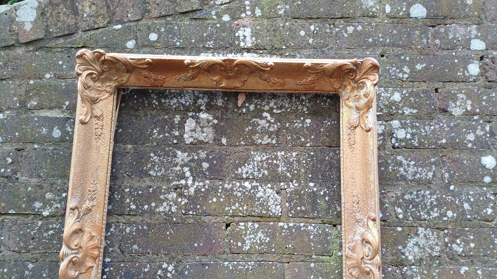 Massive Vintage Gilt Gold Picture Frame Age Worn