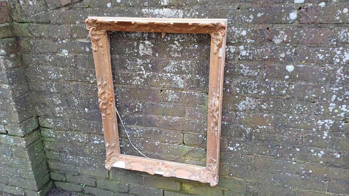 Massive Vintage Gilt Gold Picture Frame Age Worn