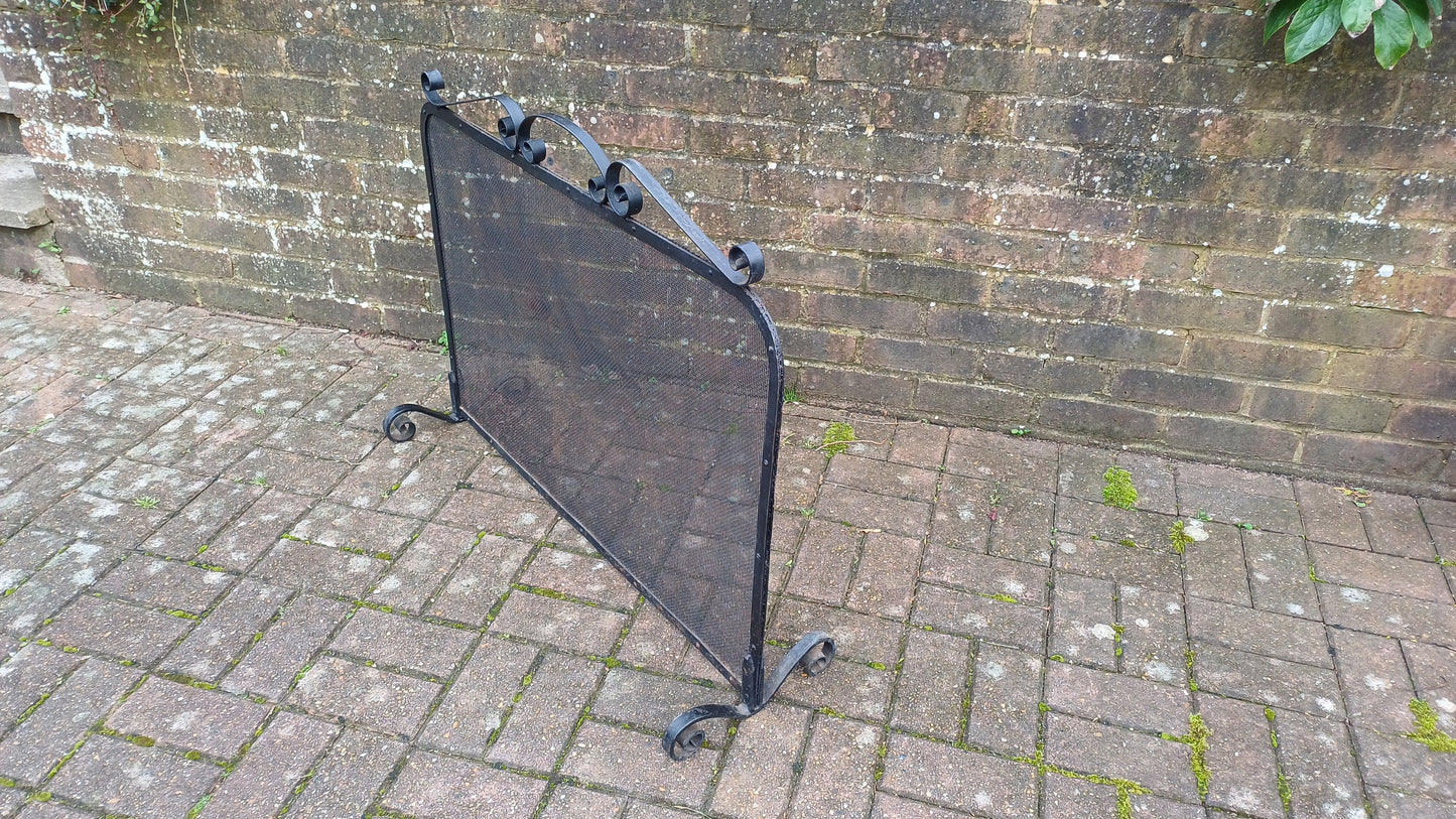 Large Vintage Iron and Metal Fire Screen Fire Guard 70s