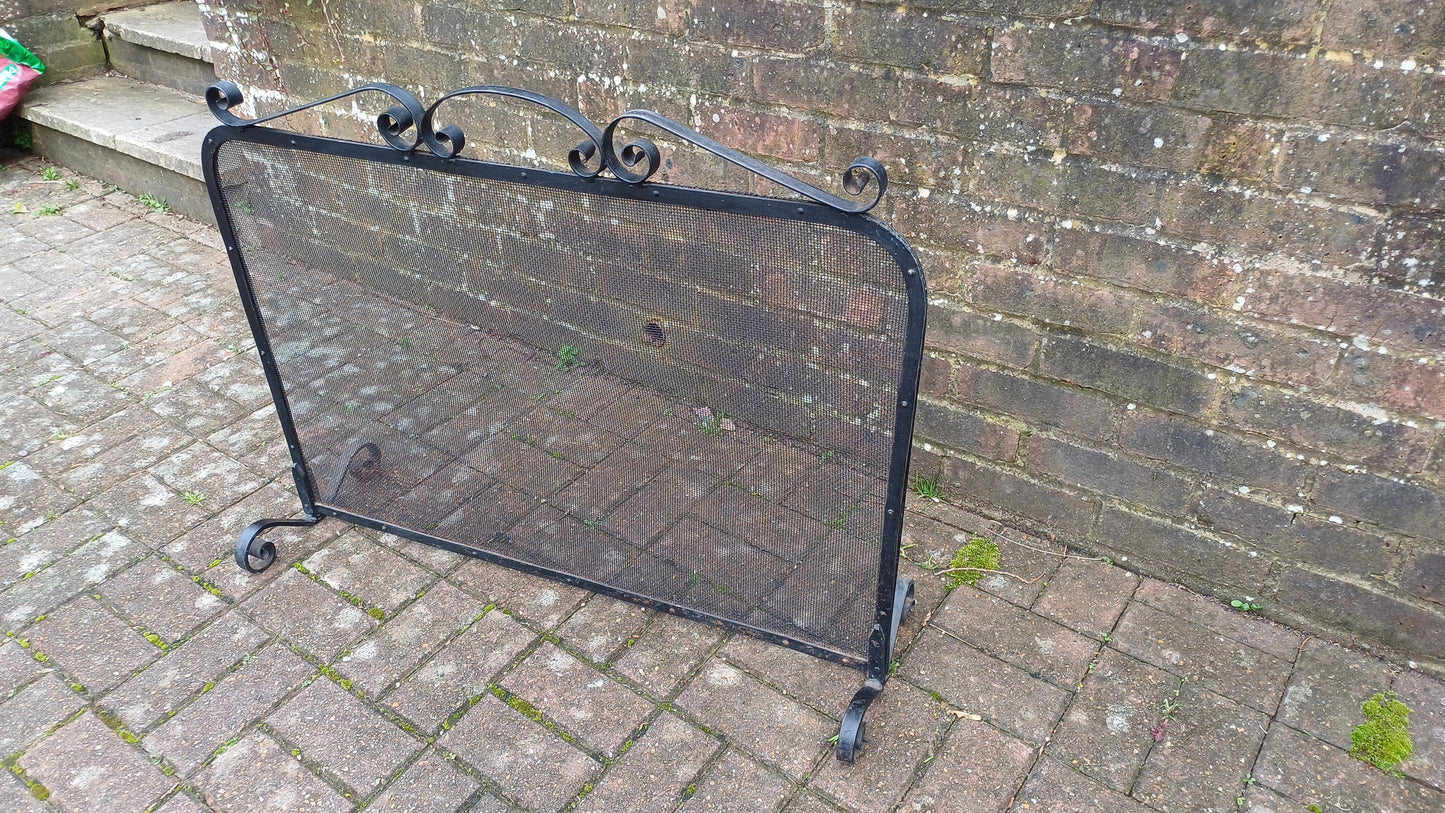 Large Vintage Iron and Metal Fire Screen Fire Guard 70s