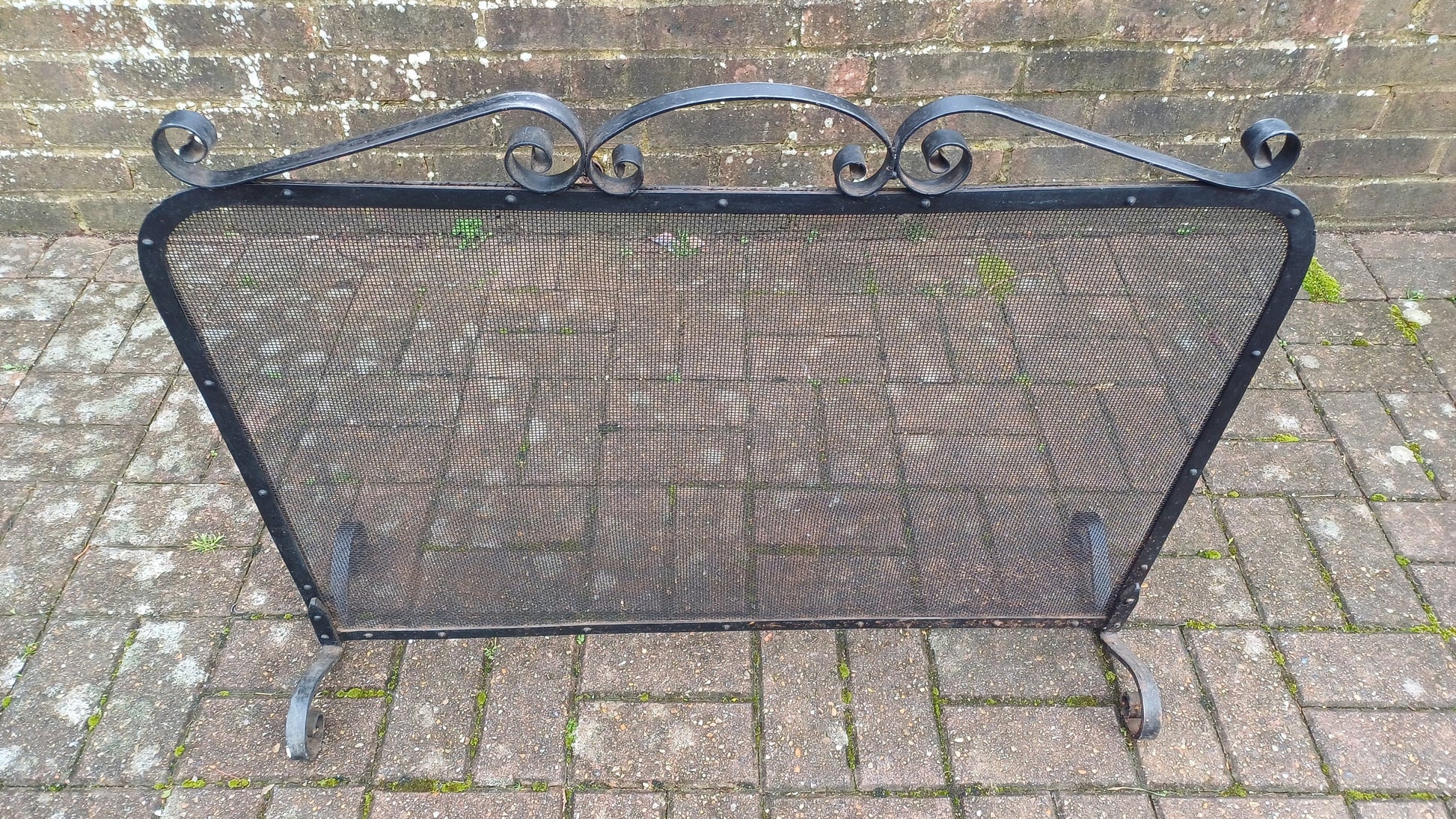 Large Vintage Iron and Metal Fire Screen Fire Guard 70s
