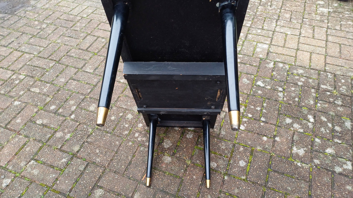 Superb Vintage Formica Coffee Table Formica Top Wooden Black and Brass Legs Unusual Built in Tray.