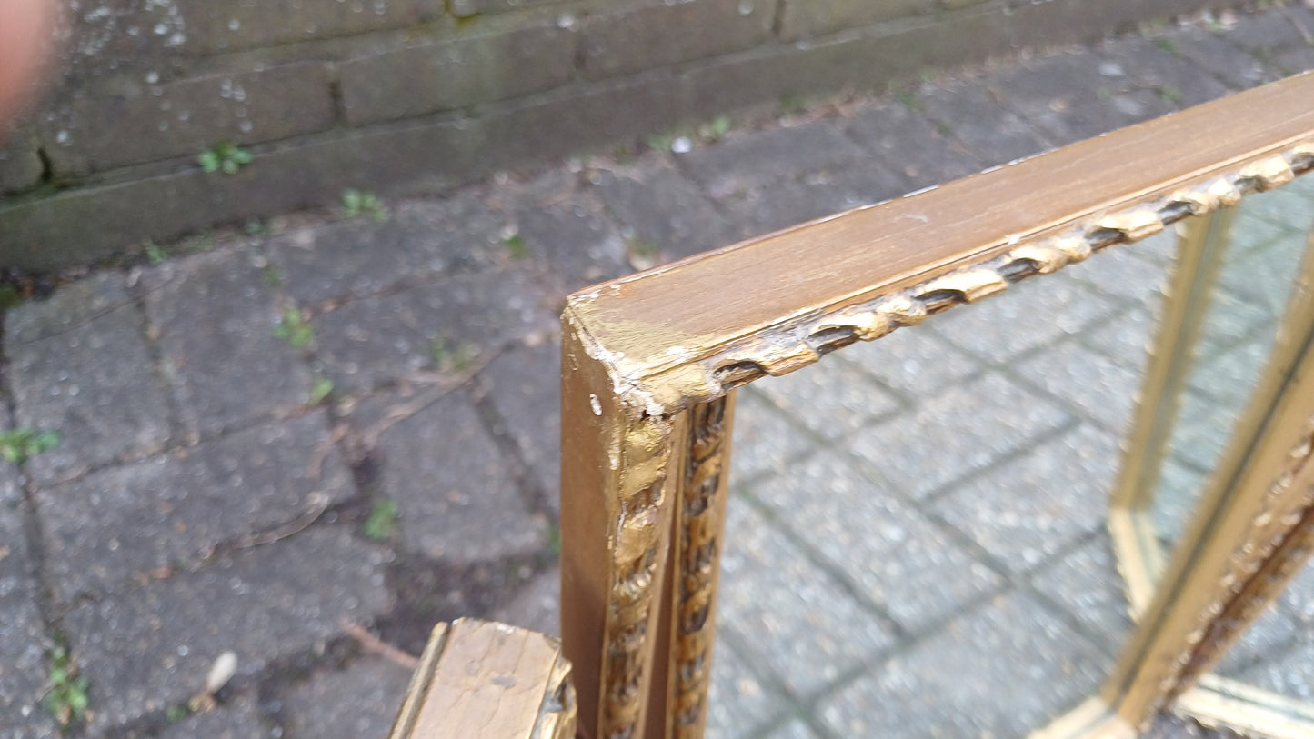 Vintage Gold Triple 60s Dressing Table Mirror Adjustable.