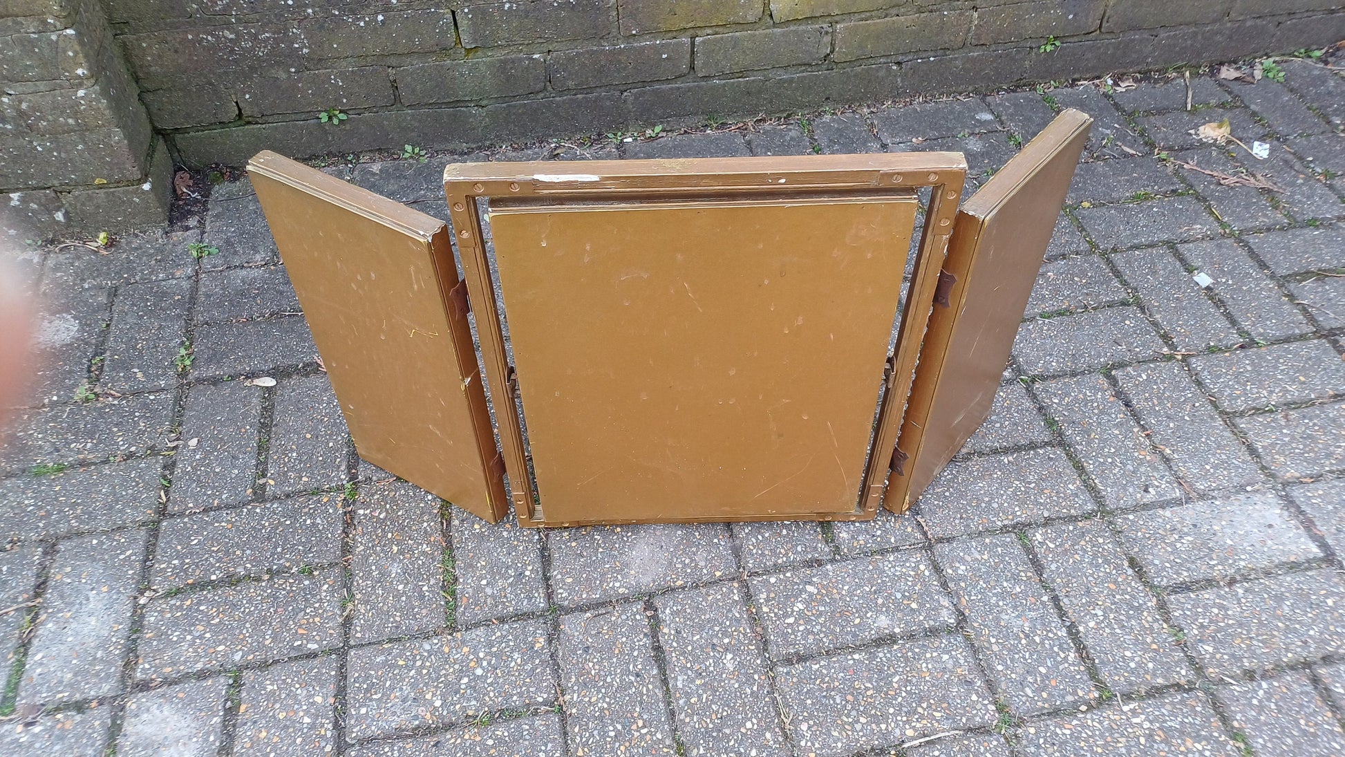 Vintage Gold Triple 60s Dressing Table Mirror Adjustable.