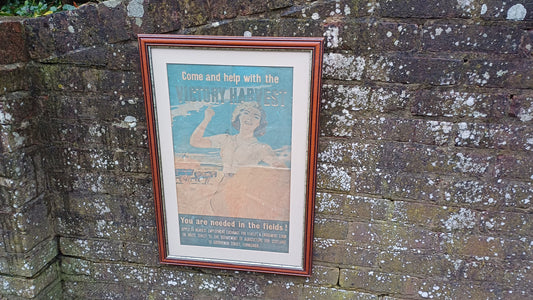 Genuine Vintage WW2 Poster in Modern Frame Presentation 'Come and help with the Victory Harvest'