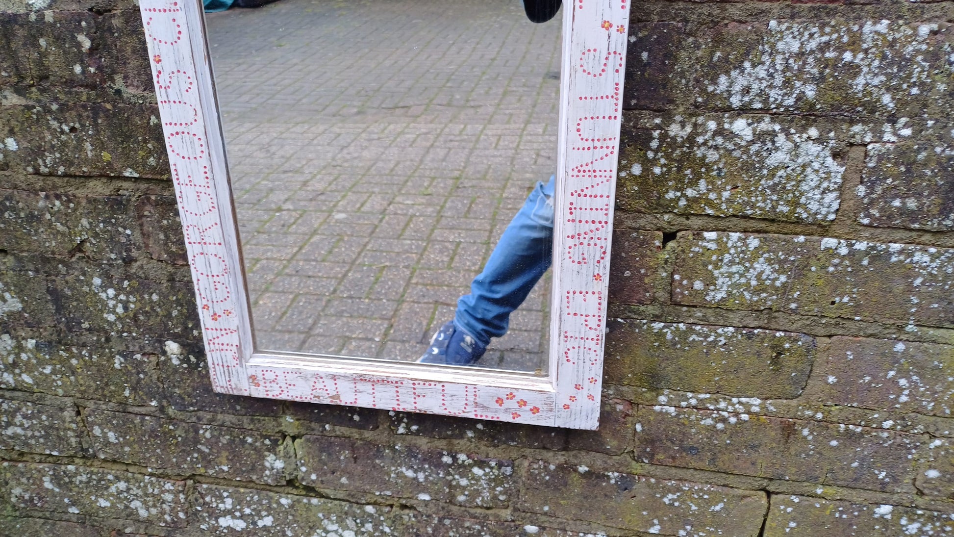 Vintage Victorian Upcycled Quirk Fun Painted Wall Mirror. I love myself, perfect if you are a budding narcissist!