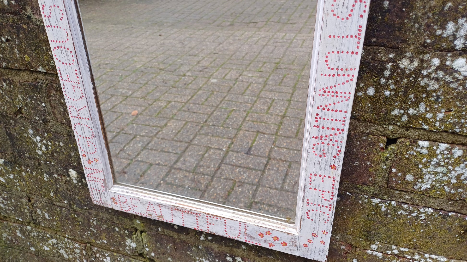 Vintage Victorian Upcycled Quirk Fun Painted Wall Mirror. I love myself, perfect if you are a budding narcissist!