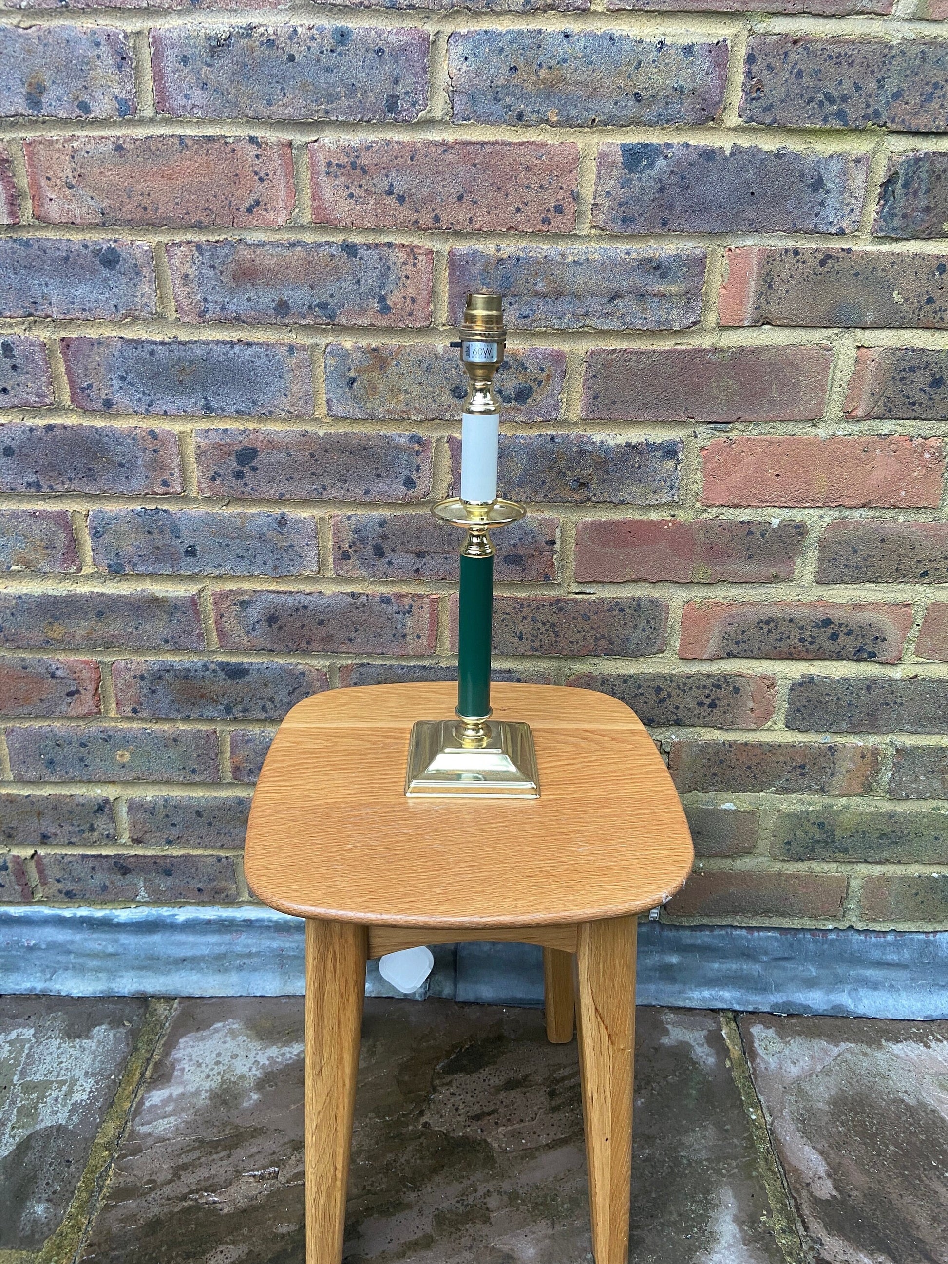 BHS vintage Green and Gold Table Lamp - metal and plastic - working order