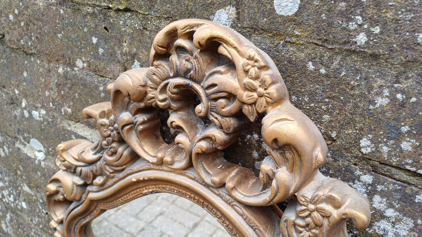 Large Vintage 60’s Plaster Ornate Gold Gilt Decorative Wall Mirror.