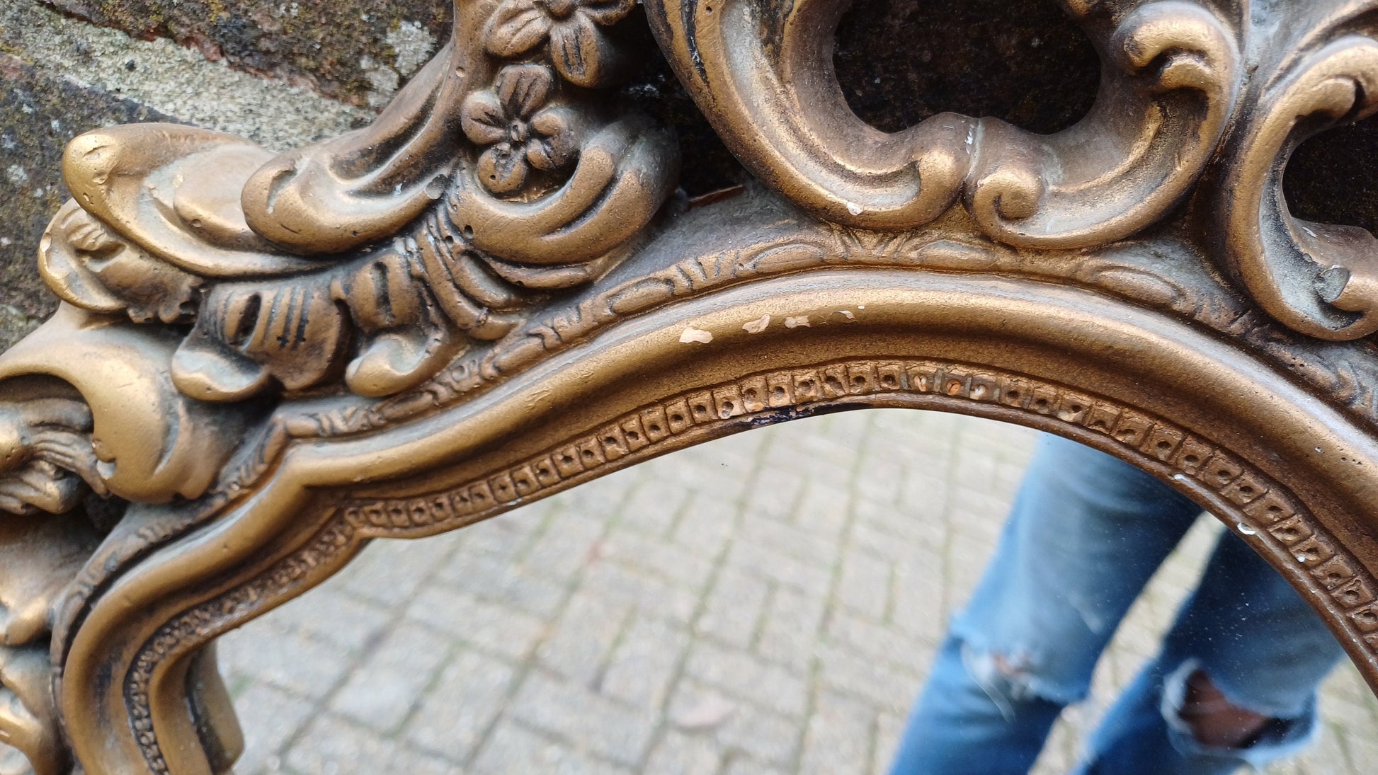 Large Vintage 60’s Plaster Ornate Gold Gilt Decorative Wall Mirror.