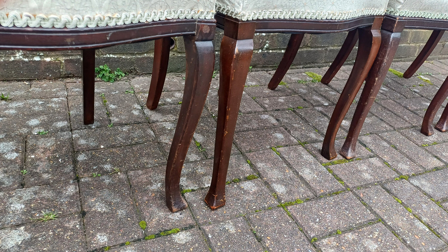 Top Quality Vintage Victorian Set of 4 Mahogany Upholstered Dining Chairs Superb Carved Detail.