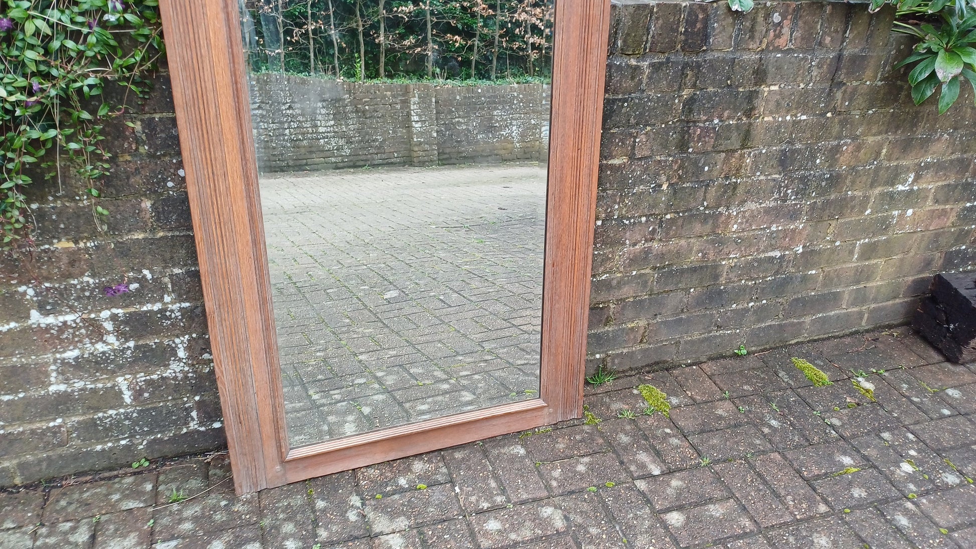 Huge Decorative Solid Oak French Wall Mirror Bevelled Glass 6 ft