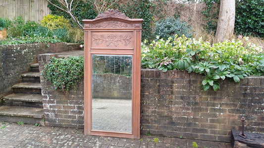 Huge Decorative Solid Oak French Wall Mirror Bevelled Glass 6 ft
