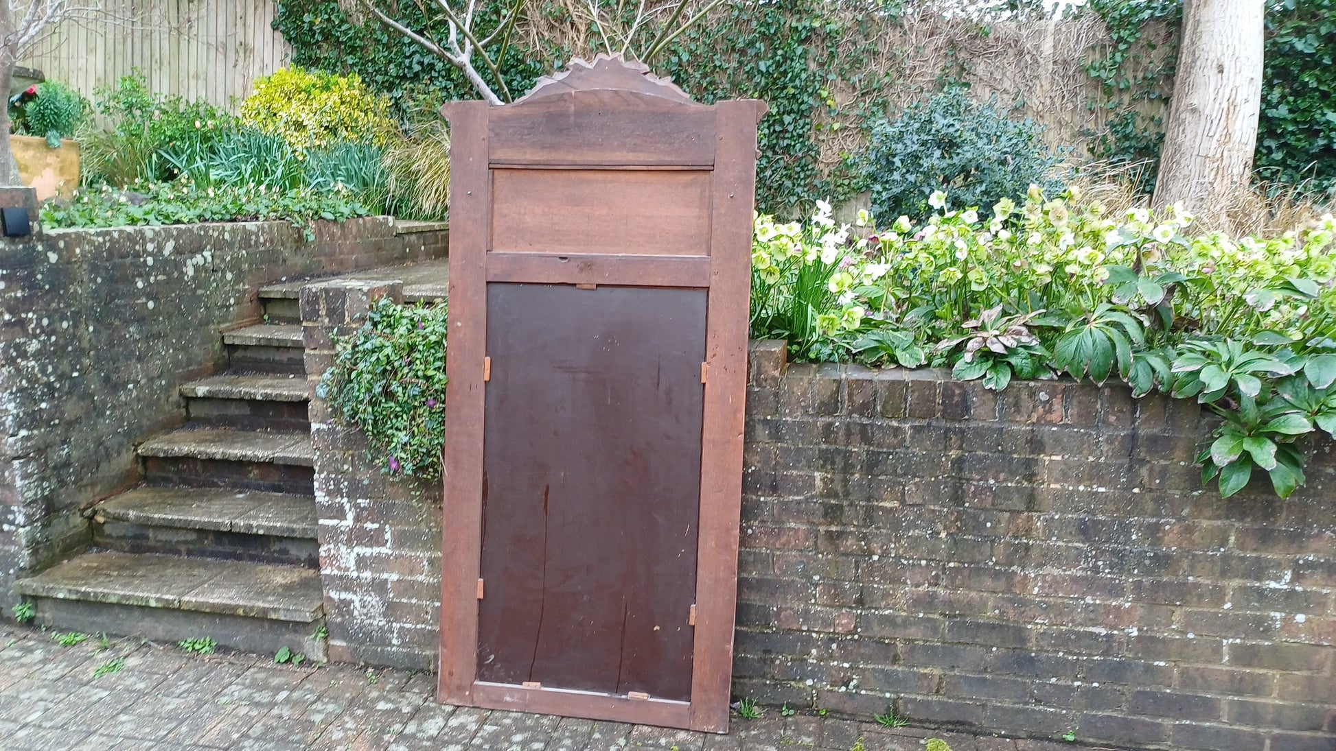 Huge Decorative Solid Oak French Wall Mirror Bevelled Glass 6 ft