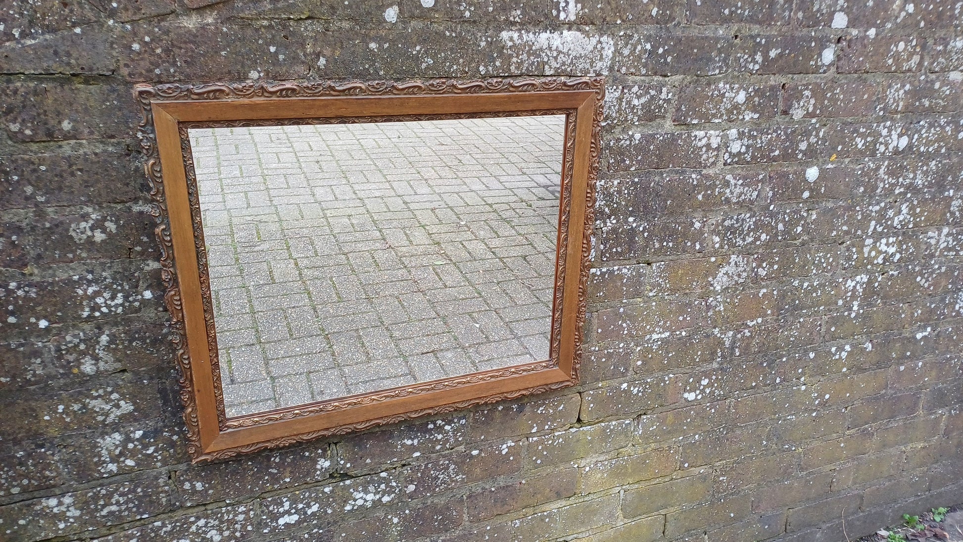 Wonderful Vintage Mixed Wood and Gesso Moulded Decorative Wall Mirror