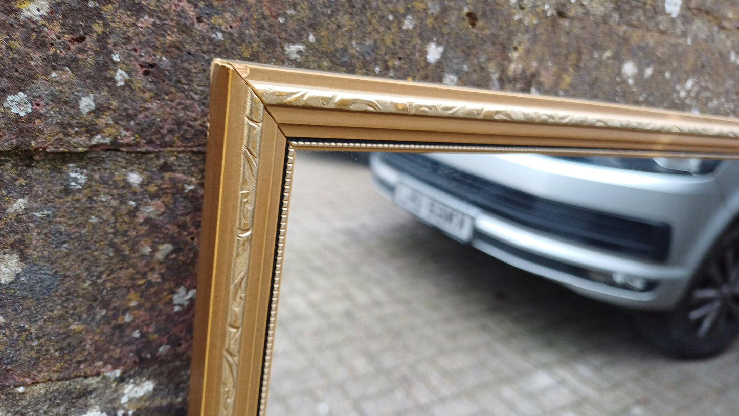 Good Sized Vintage 70s Retro Gilt Gold Wall Mirror.