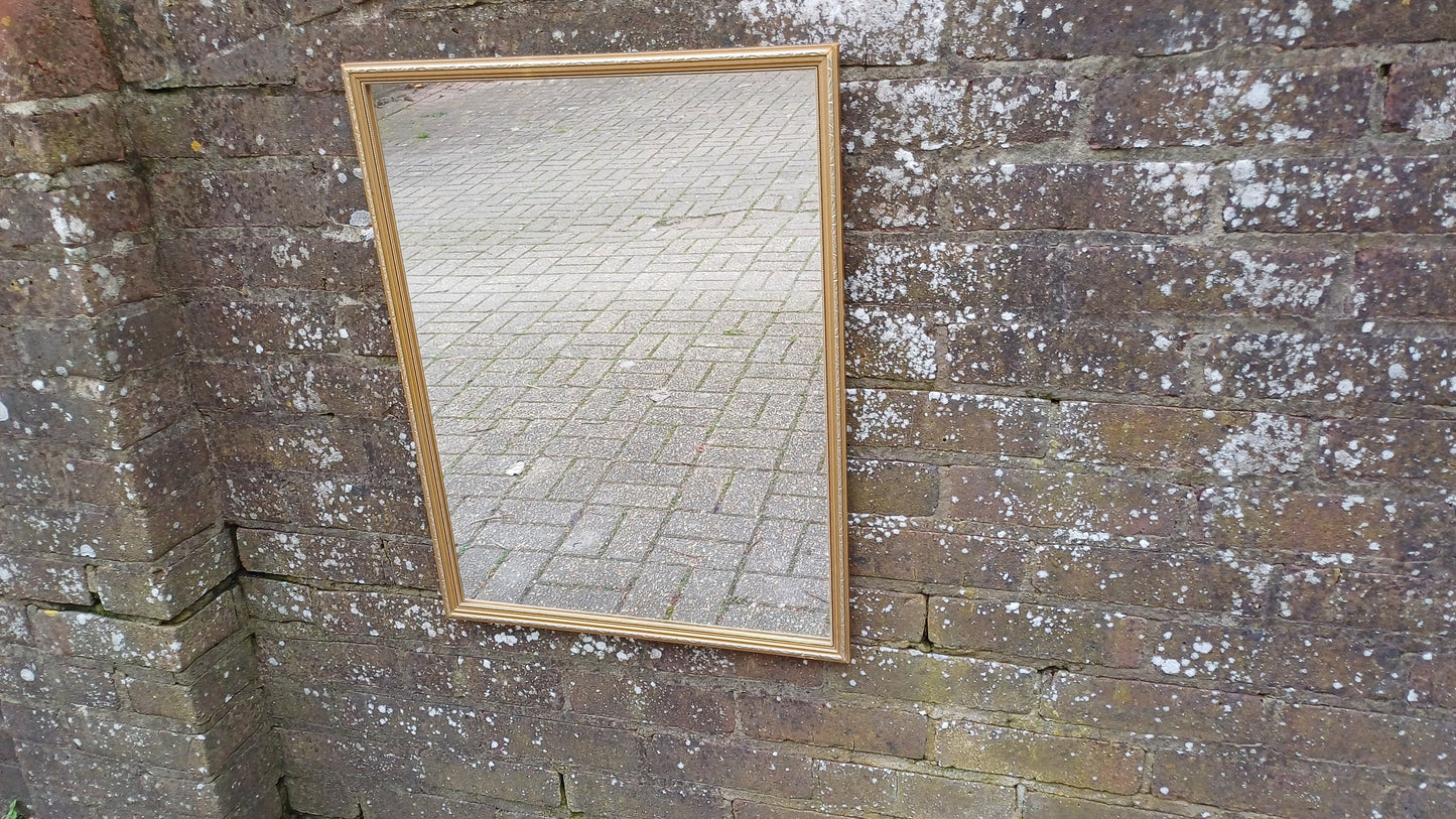 Good Sized Vintage 70s Retro Gilt Gold Wall Mirror.
