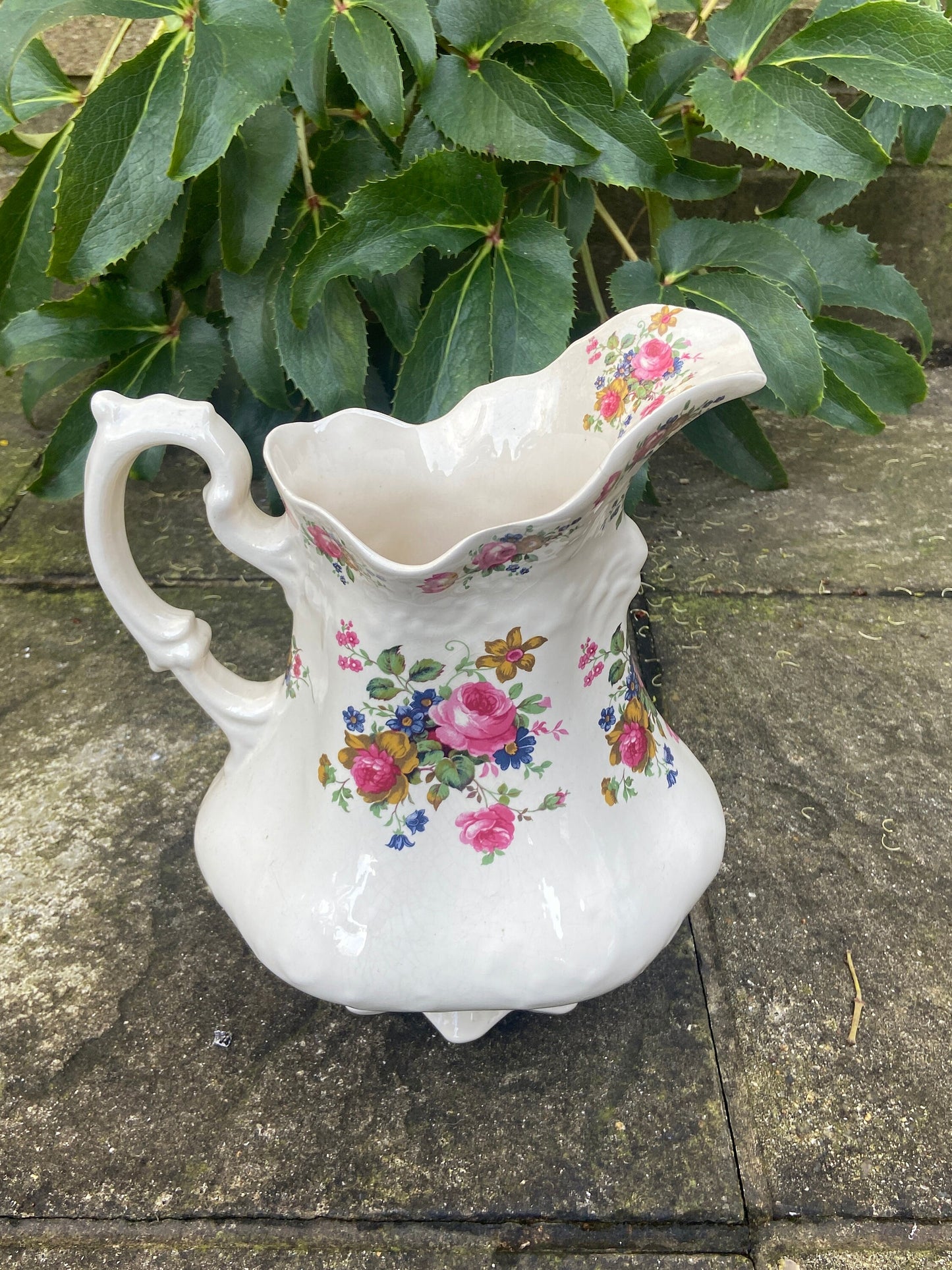 Large Vintage Floral Jug and Basin set, Ironstone, Made in England