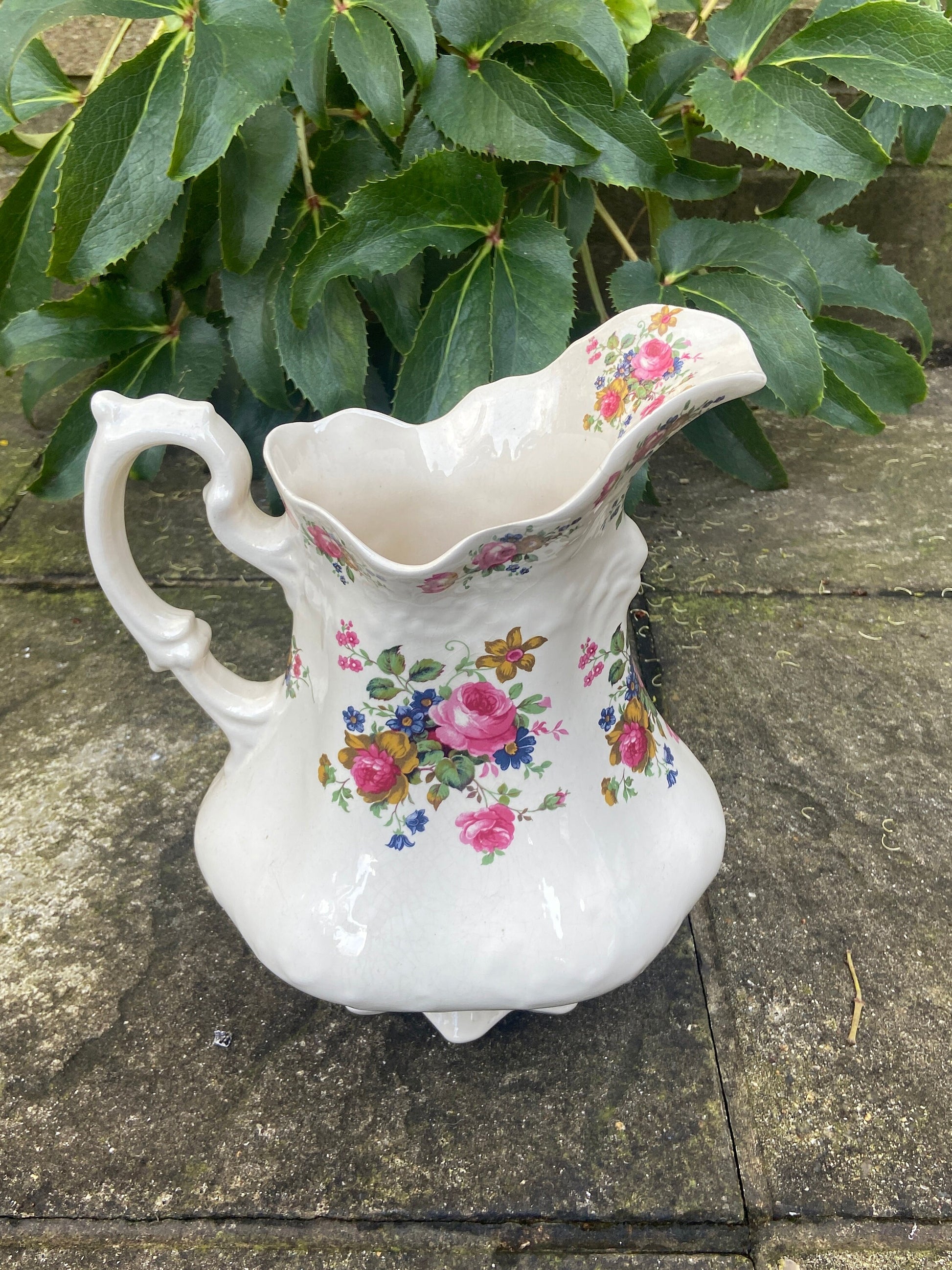 Large Vintage Floral Jug and Basin set, Ironstone, Made in England
