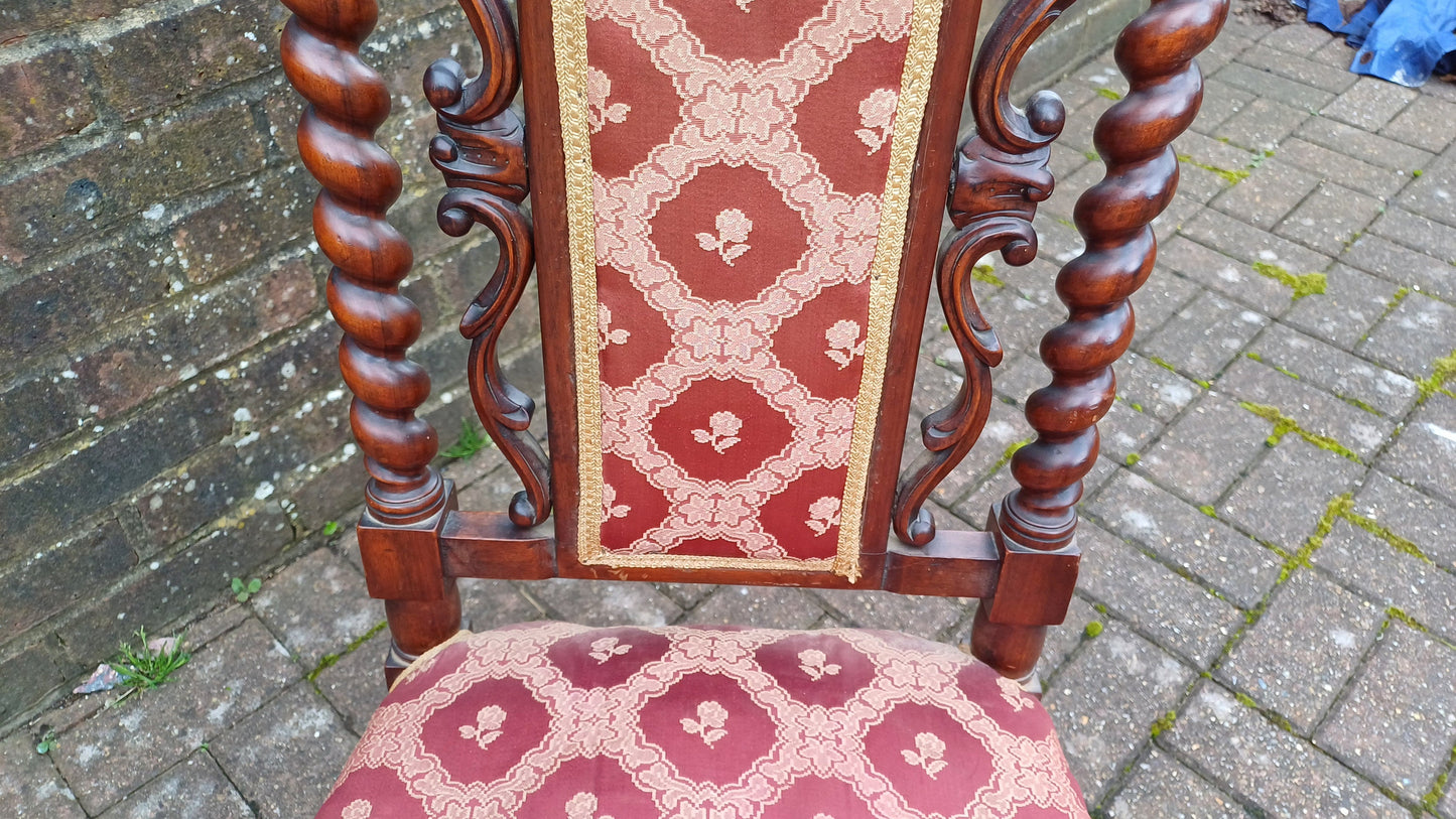 Exquisite Mahogany Upholstered Occasional Chair Superb Carved Features