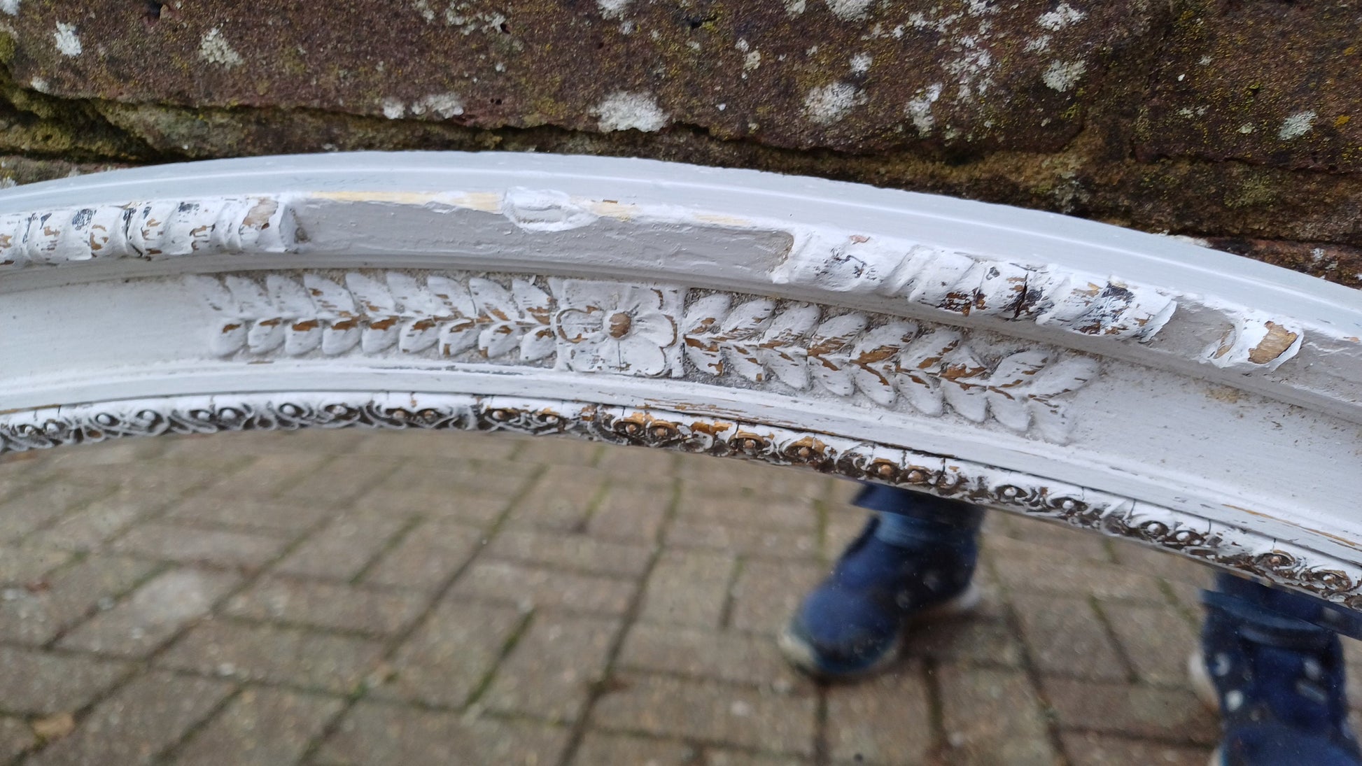 Large Oval Vintage Painted Wall Mirror Unique Bespoke in Farrow and Ball 'Blackened' ‘X-treem shabby chic!’