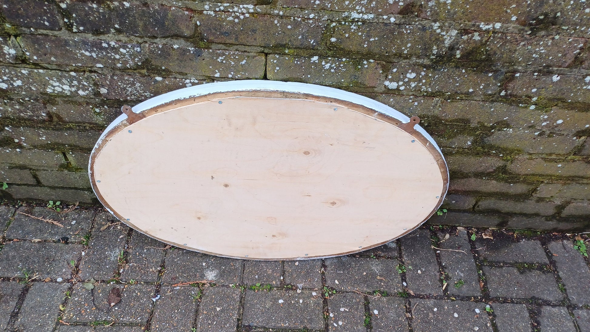 Large Oval Vintage Painted Wall Mirror Unique Bespoke in Farrow and Ball 'Blackened' ‘X-treem shabby chic!’