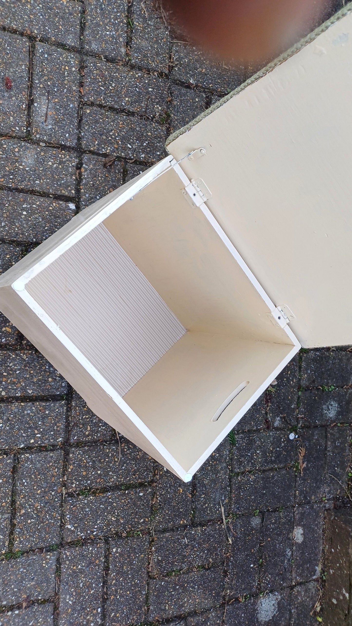 Beautifully Upcycled Restored Vintage Retro Wooden Linen Basket Cushioned Stool.