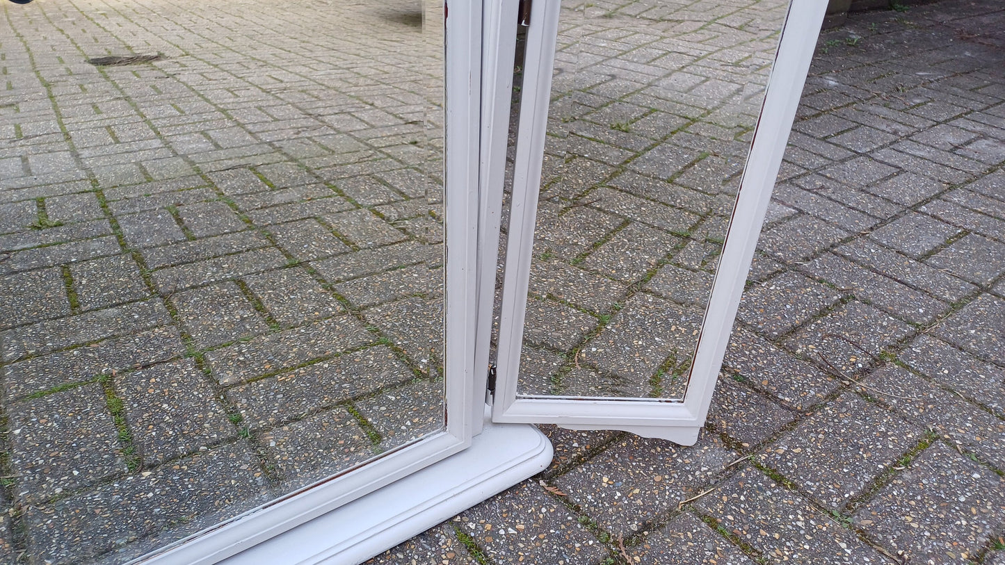 Vintage 80s Hand Painted Grey Triple Dressing Table Mirror Adjustable Swing.