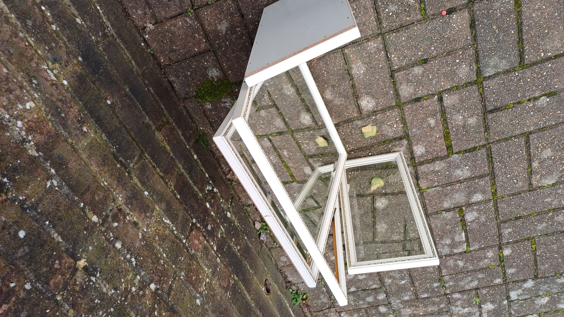 Vintage 70s Painted White Triple Dressing Table Mirror Adjustable Swing