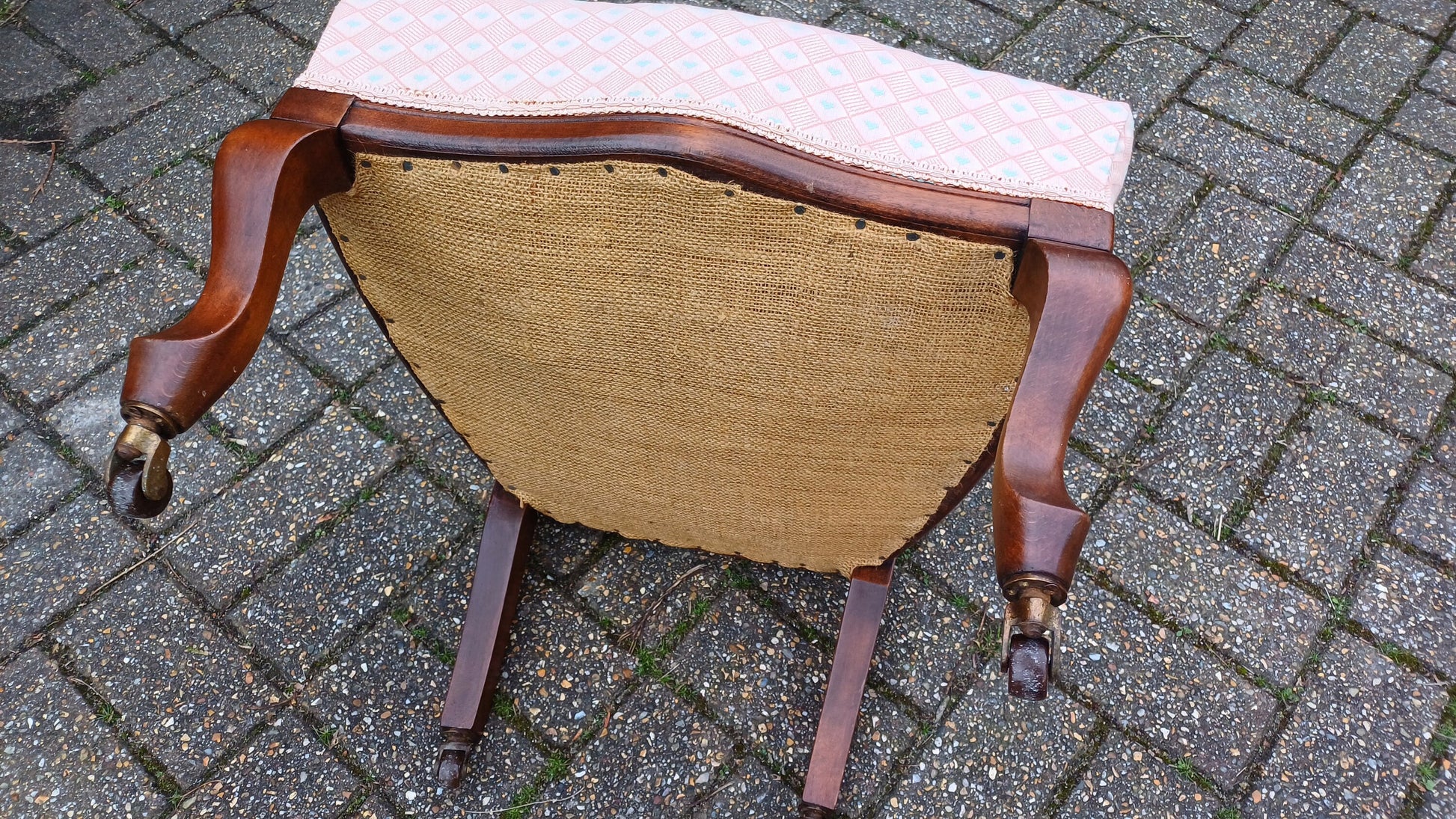Beautiful Vintage Mahogany Victorian Upholstered Occasional Chair. Nursing Chair Pink Fabric.