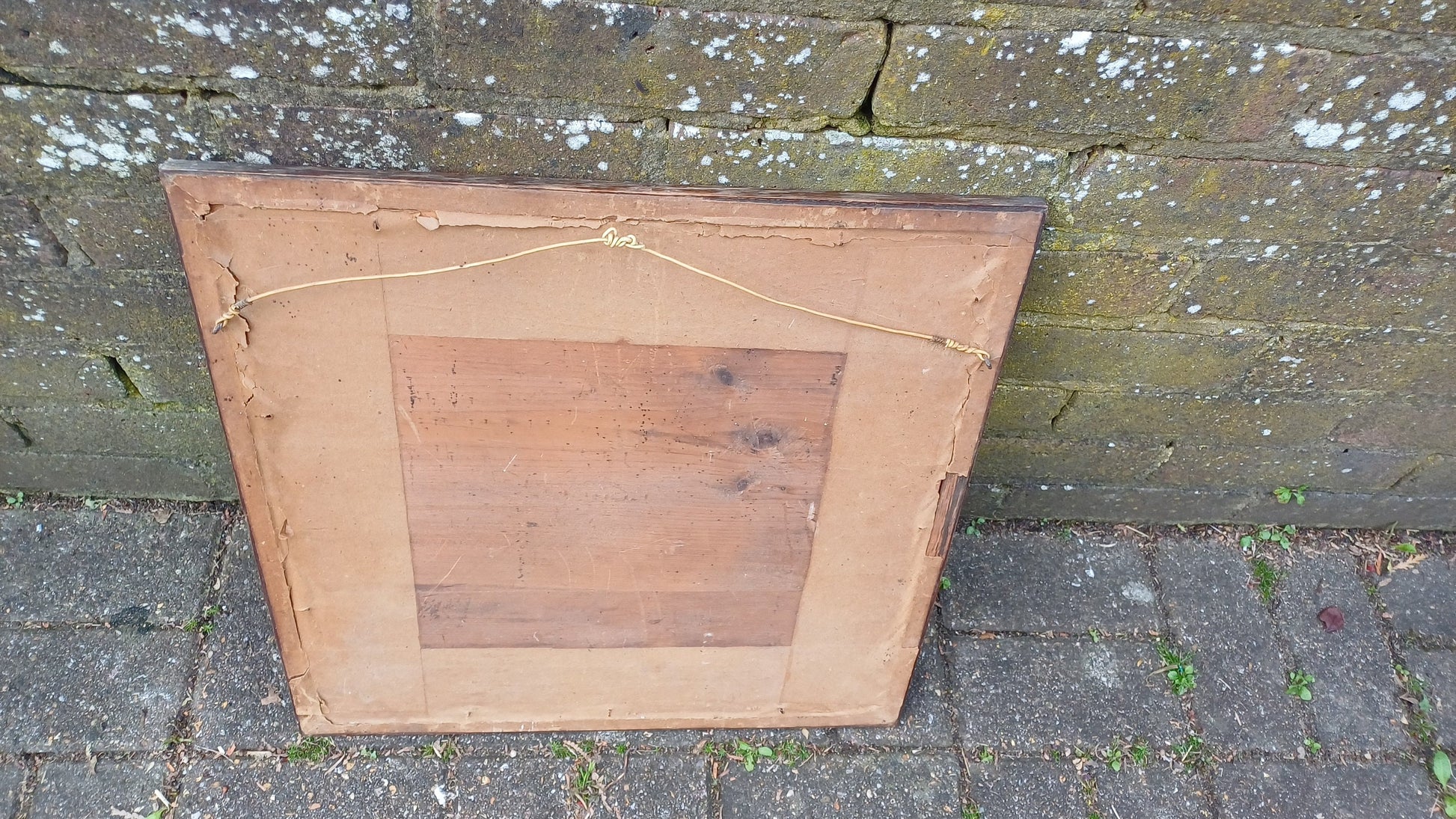Large Stunning Circular Wood Mount Oak Picture Frame Gilt Edge Square Old Couple Vintage Colour Print British Artwork