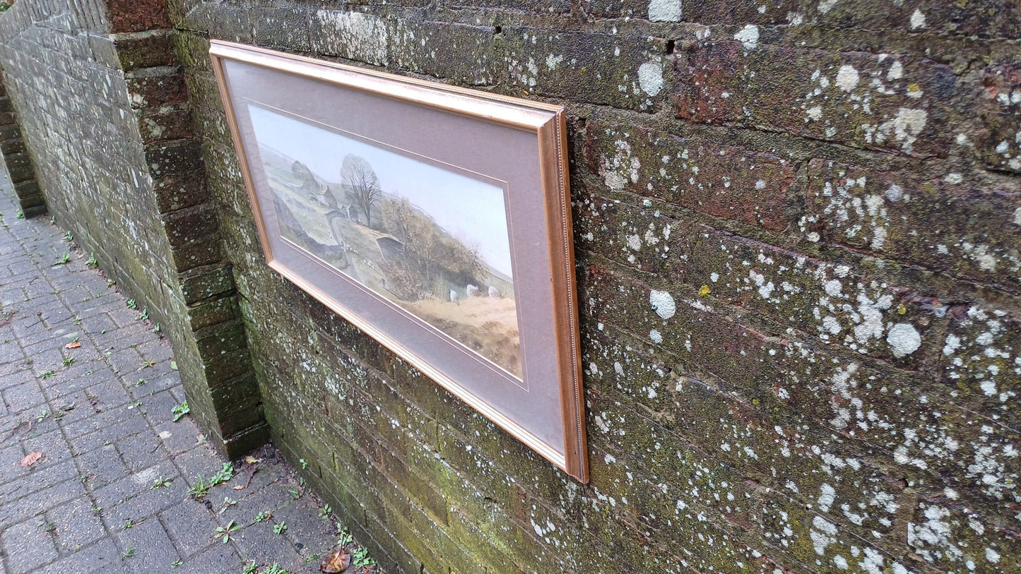 Huge Charming 80s Print Evenings Last Night’ Alan Ingham Classic Idyllic Landscape National Park Farming. Quintessentially English.