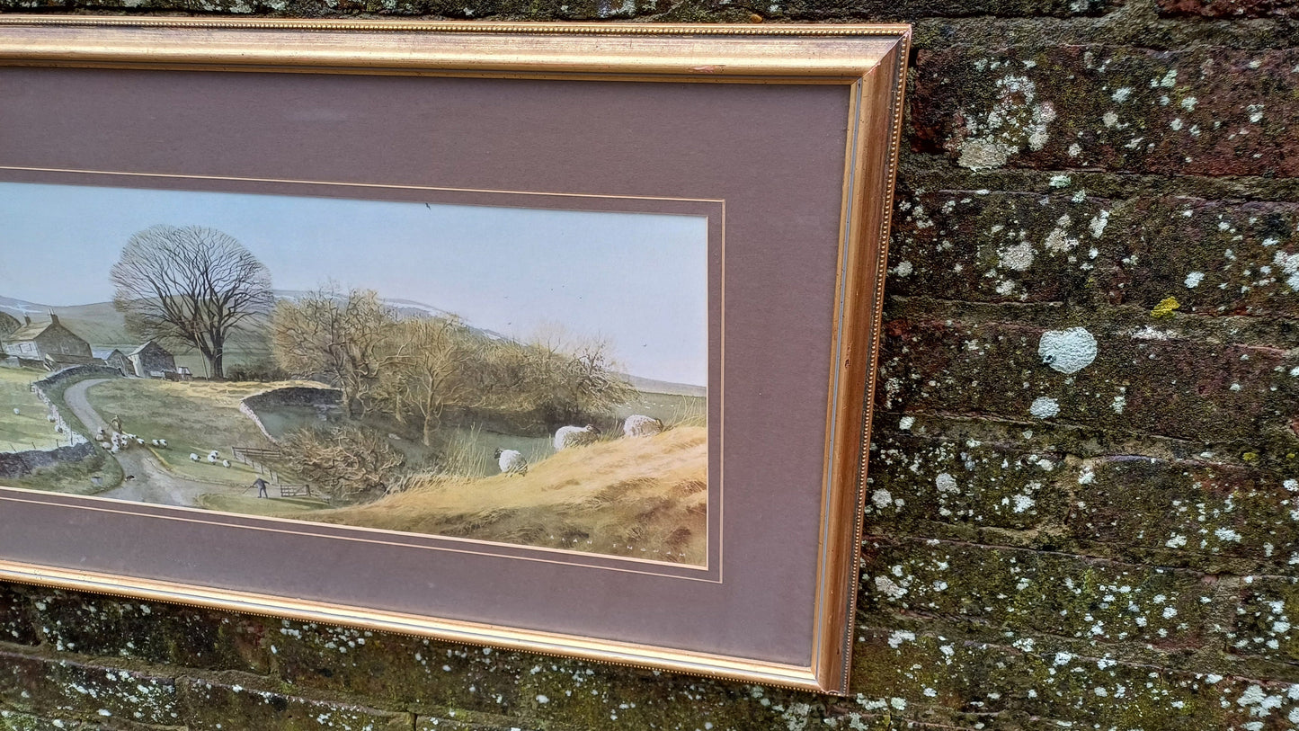 Huge Charming 80s Print Evenings Last Night’ Alan Ingham Classic Idyllic Landscape National Park Farming. Quintessentially English.