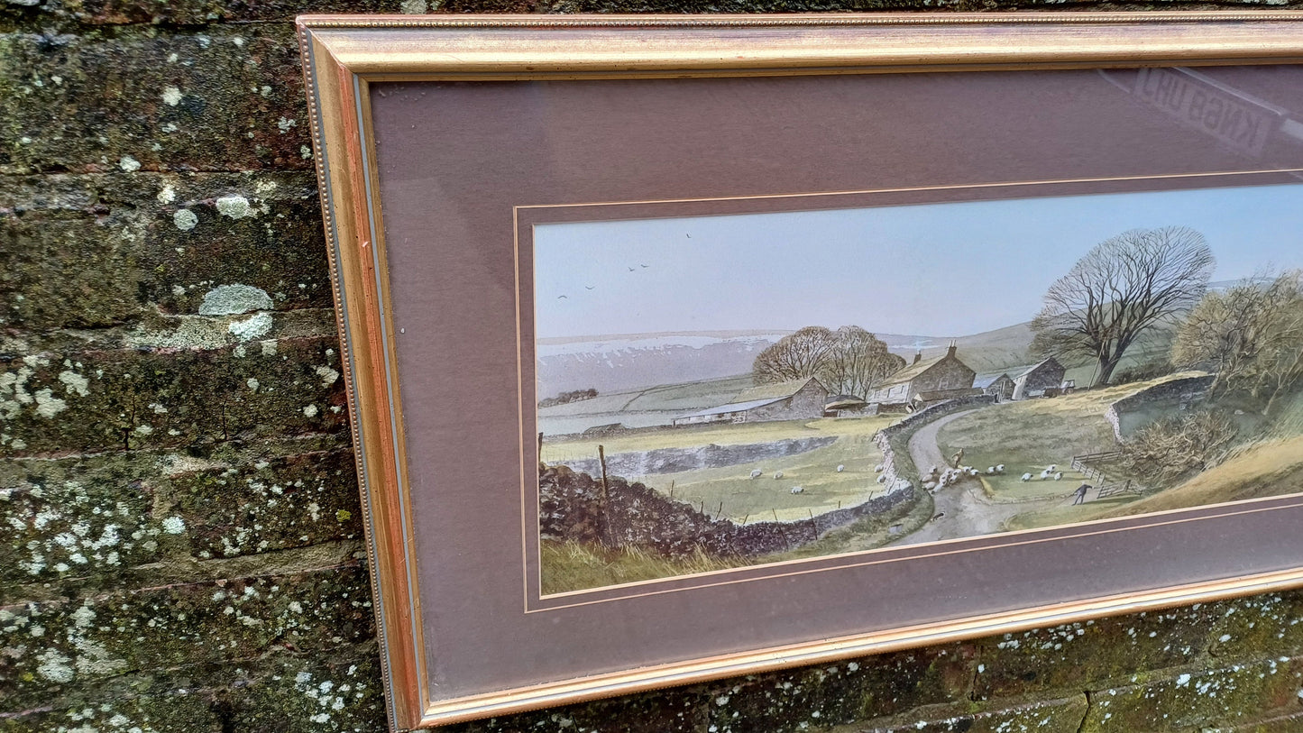 Huge Charming 80s Print Evenings Last Night’ Alan Ingham Classic Idyllic Landscape National Park Farming. Quintessentially English.