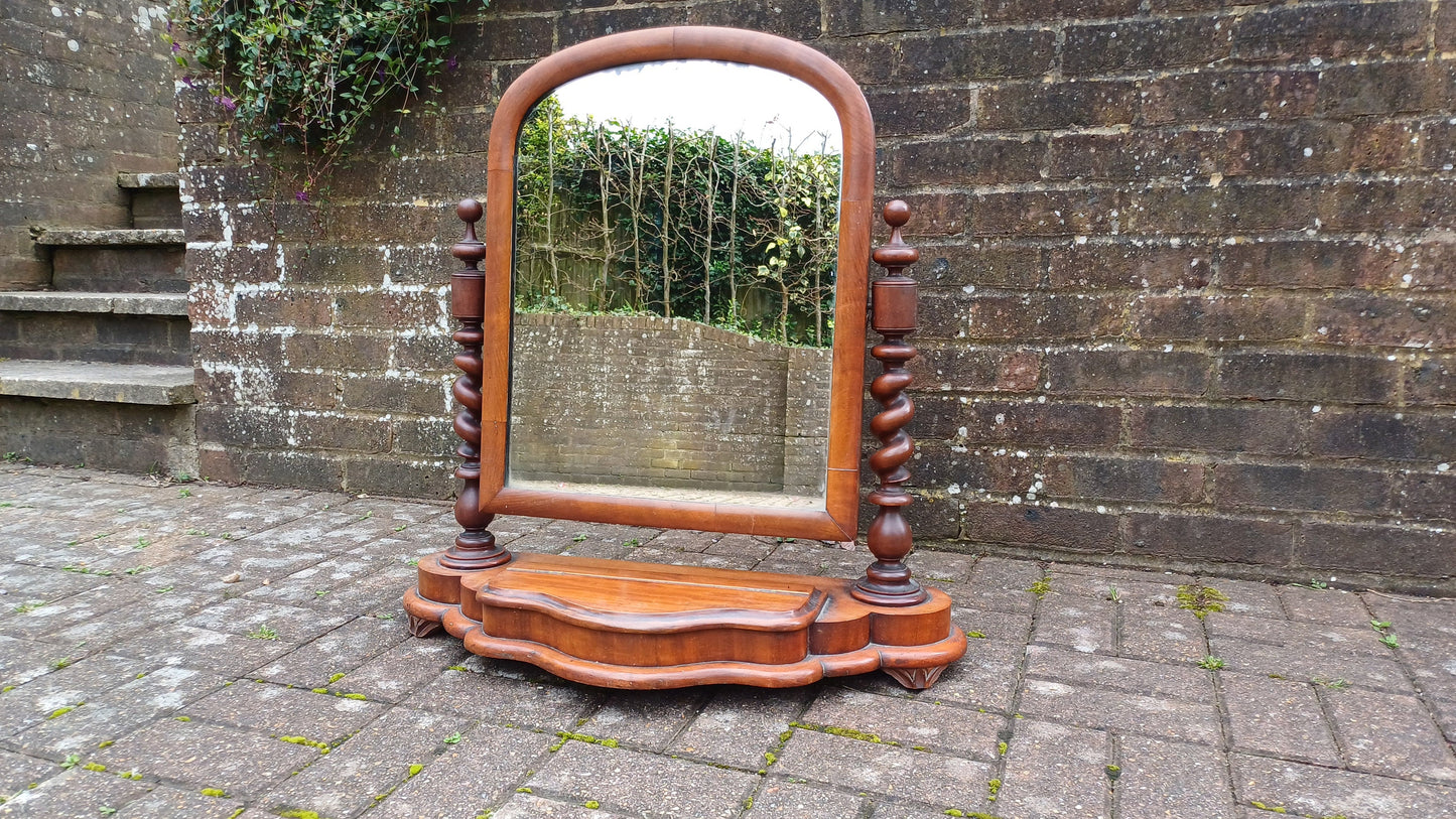 Huge Beautiful Classic Victorian Dressing Table Mirror with Trinket Compartment Barley Twist Supports. Free Hand Delivery. Adjustable Swing.
