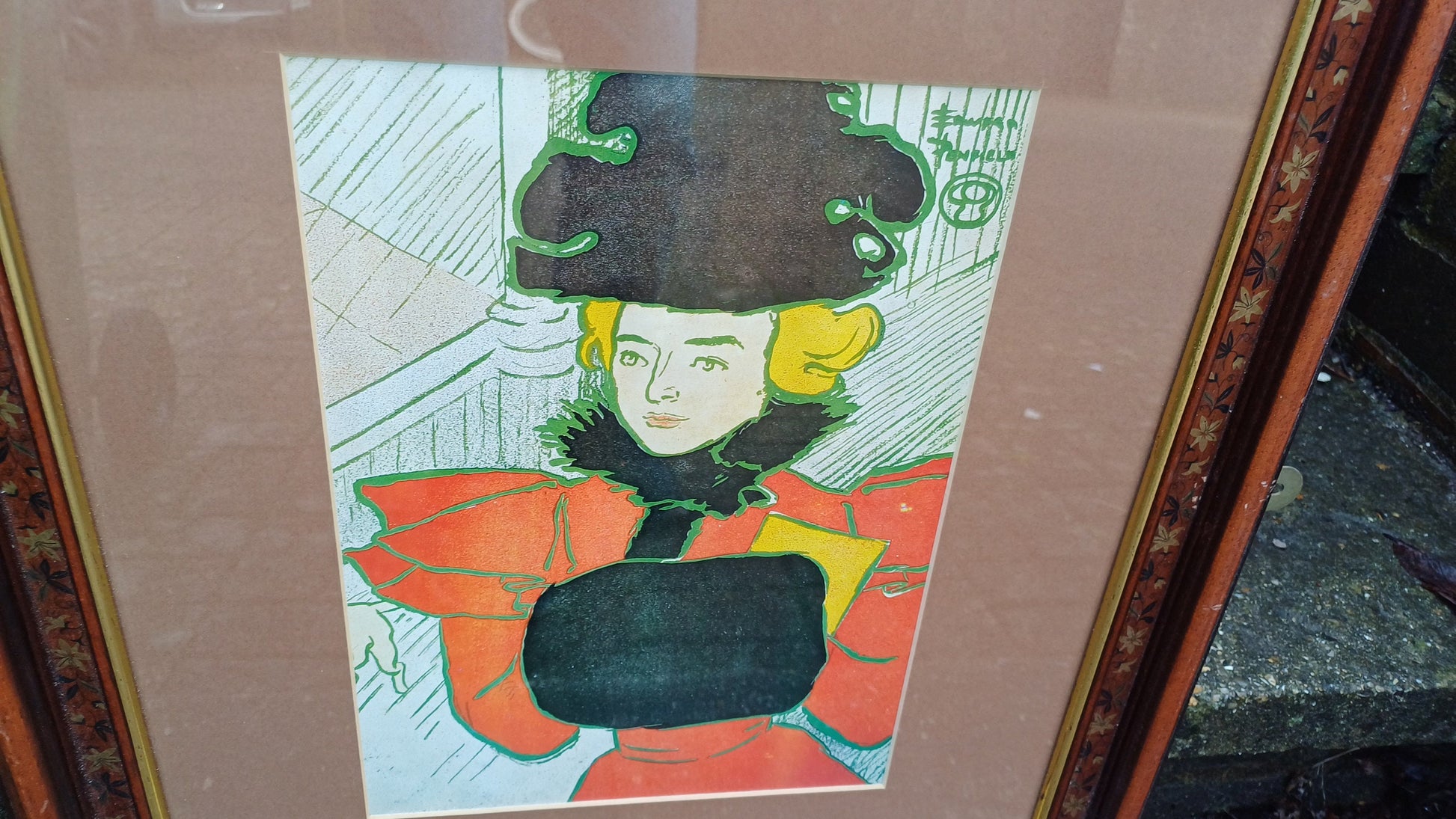 Christmas Shopping by Edward Penfield c1890/1920, Art Nouveau painting for Harpers, print in outstanding wooden vintage detailed frame