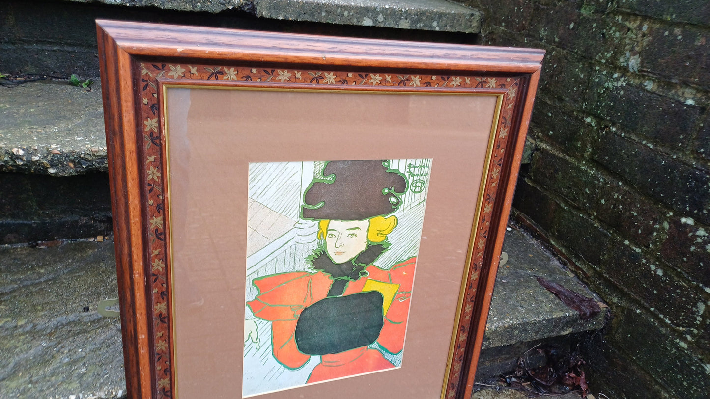Christmas Shopping by Edward Penfield c1890/1920, Art Nouveau painting for Harpers, print in outstanding wooden vintage detailed frame