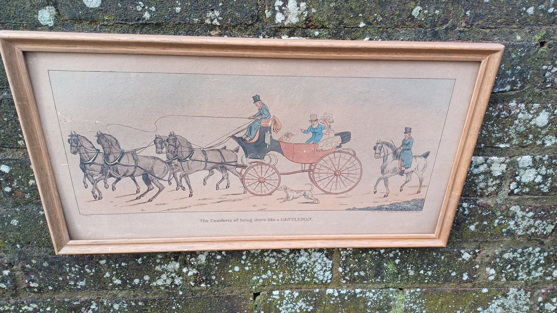 The Comforts & Consequences of being drove like a Gentleman drawn by Henry Alken early 1800s, published by Fuller, hand painted, Van Dorp Co
